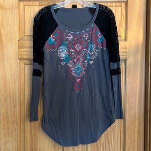 Womens western long sleeve tee